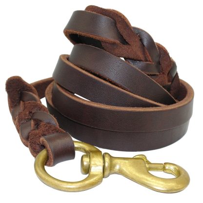 The first layer of leather dog leashes in the large dog chain demu training rope horse dog Golden Retriever dog rope - Image 3