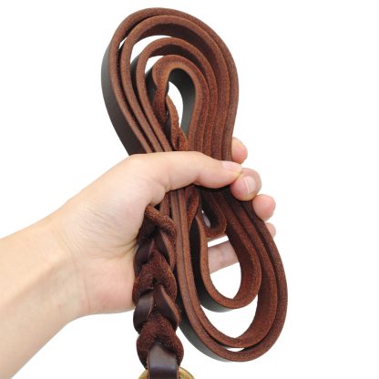 The first layer of leather dog leashes in the large dog chain demu training rope horse dog Golden Retriever dog rope - Image 2