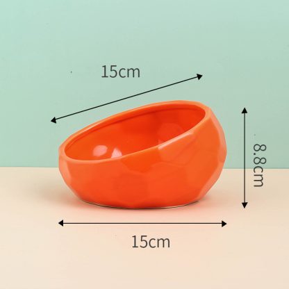 Pet Supplies Bowl Ceramic Cat Bowl Dog Bowl Oblique Mouth - Image 3