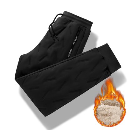 Men's Trousers Winter Velvet Thickening Loose Fleece Pants With Zip Pocket Large Size Windproof Warm Jogging Pants - Image 9