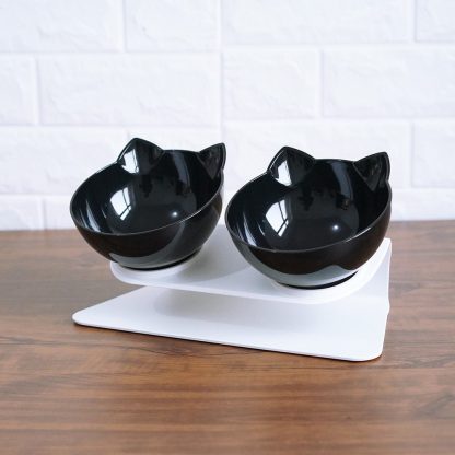 Non Slip Double Cat Bowl With Raised Stand Pet Food Cat Feeder Protect Cervical Vertebra Dog Bowl Transparent Pet Products - Image 9