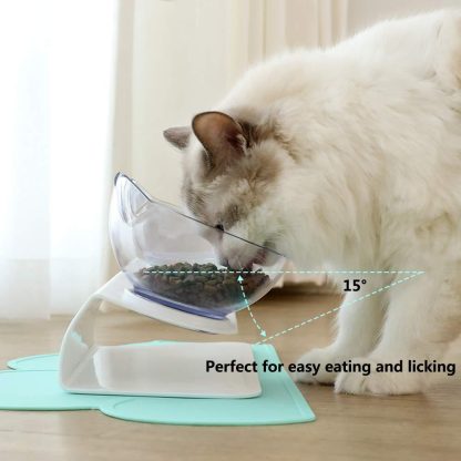 Non Slip Double Cat Bowl With Raised Stand Pet Food Cat Feeder Protect Cervical Vertebra Dog Bowl Transparent Pet Products - Image 3