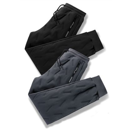 Men's Trousers Winter Velvet Thickening Loose Fleece Pants With Zip Pocket Large Size Windproof Warm Jogging Pants - Image 8