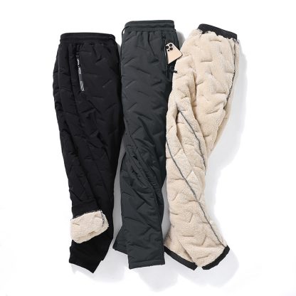 Men's Trousers Winter Velvet Thickening Loose Fleece Pants With Zip Pocket Large Size Windproof Warm Jogging Pants - Image 5