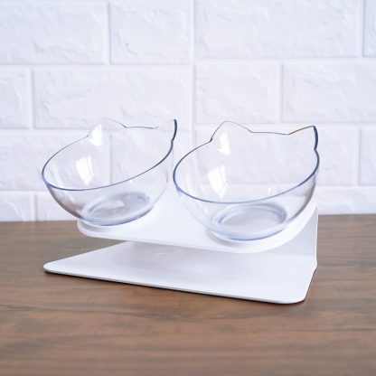 Non Slip Double Cat Bowl With Raised Stand Pet Food Cat Feeder Protect Cervical Vertebra Dog Bowl Transparent Pet Products - Image 10