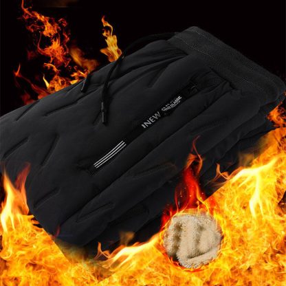 Men's Trousers Winter Velvet Thickening Loose Fleece Pants With Zip Pocket Large Size Windproof Warm Jogging Pants - Image 4